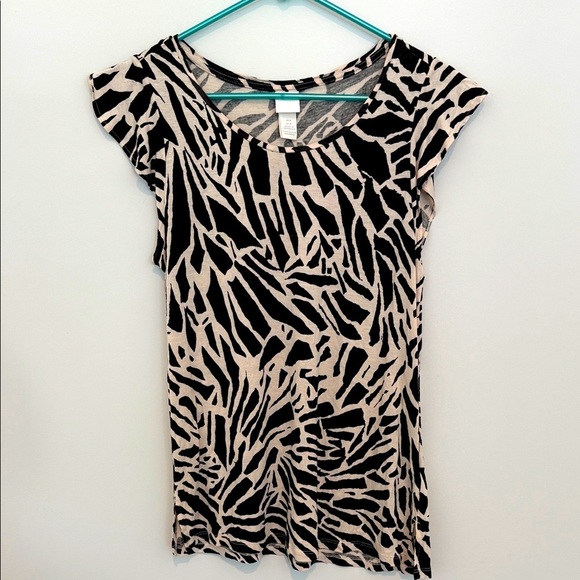 H&M Black and Cream Patterned Blouse Size M - Picture 1 of 6